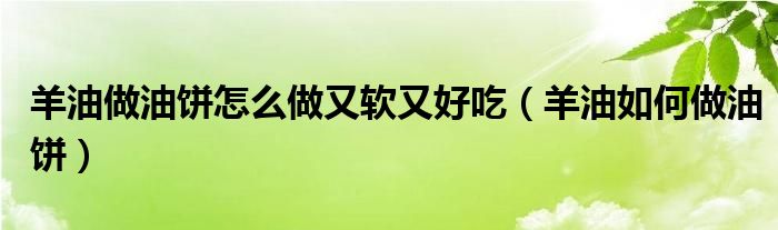 羊油做油餅怎么做又軟又好吃（羊油如何做油餅）