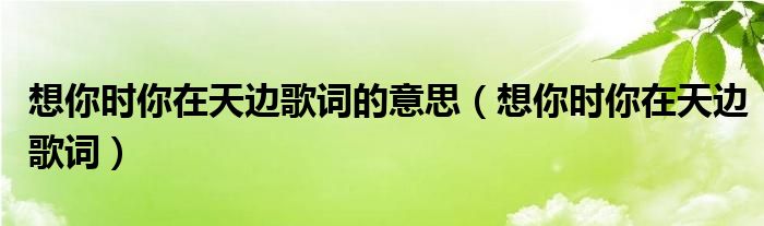 想你時你在天邊歌詞的意思（想你時你在天邊歌詞）