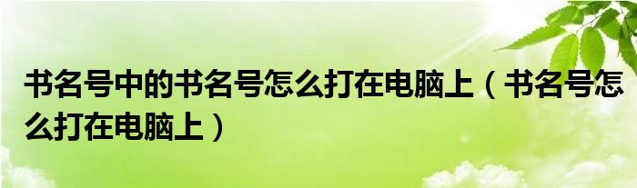 書名號(hào)中的書名號(hào)怎么打在電腦上（書名號(hào)怎么打在電腦上）