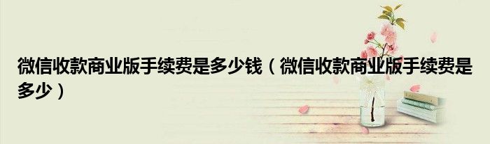 微信收款商業(yè)版手續(xù)費是多少錢（微信收款商業(yè)版手續(xù)費是多少）