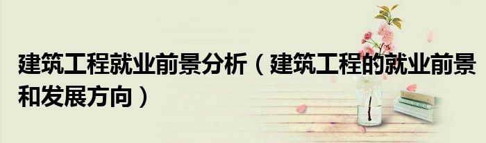 建筑工程就業(yè)前景分析（建筑工程的就業(yè)前景和發(fā)展方向）