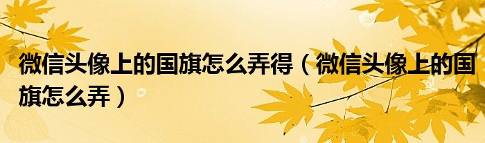微信頭像上的國旗怎么弄得（微信頭像上的國旗怎么弄）