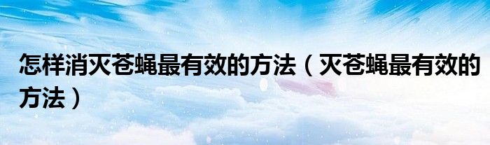 怎樣消滅蒼蠅最有效的方法（滅蒼蠅最有效的方法）