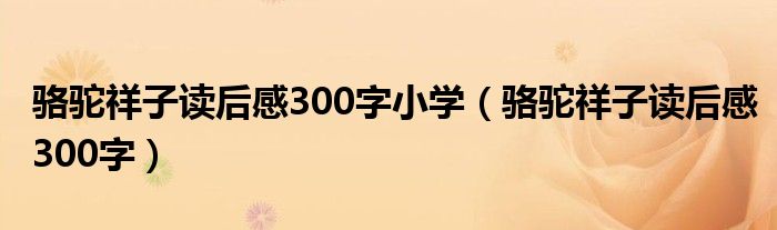 駱駝祥子讀后感300字小學(xué)（駱駝祥子讀后感300字）
