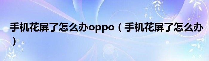 手機花屏了怎么辦oppo（手機花屏了怎么辦）