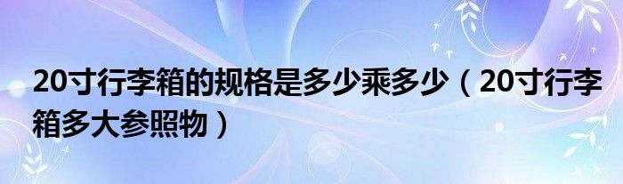 20寸行李箱的規(guī)格是多少乘多少（20寸行李箱多大參照物）