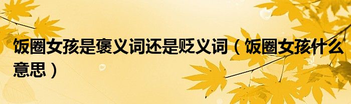 飯圈女孩是褒義詞還是貶義詞（飯圈女孩什么意思）