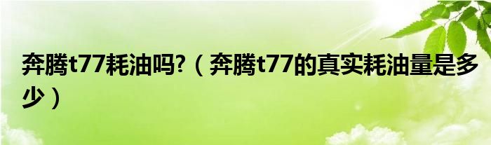 奔騰t77耗油嗎?（奔騰t77的真實耗油量是多少）