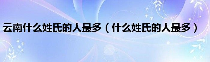云南什么姓氏的人最多（什么姓氏的人最多）