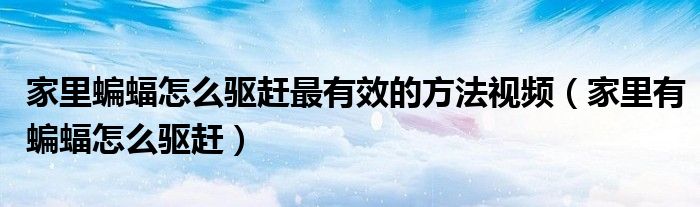 家里蝙蝠怎么驅(qū)趕最有效的方法視頻（家里有蝙蝠怎么驅(qū)趕）