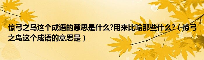 驚弓之鳥這個(gè)成語的意思是什么?用來比喻那些什么?（驚弓之鳥這個(gè)成語的意思是）