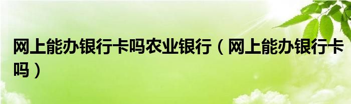 網(wǎng)上能辦銀行卡嗎農(nóng)業(yè)銀行（網(wǎng)上能辦銀行卡嗎）