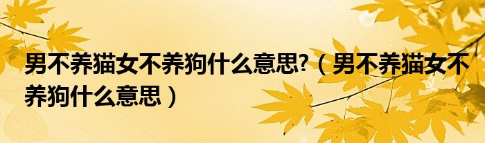 男不養(yǎng)貓女不養(yǎng)狗什么意思?（男不養(yǎng)貓女不養(yǎng)狗什么意思）