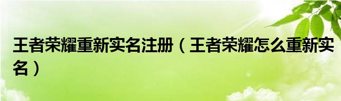 王者榮耀重新實(shí)名注冊（王者榮耀怎么重新實(shí)名）