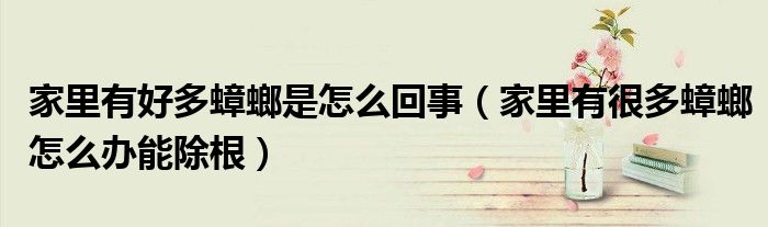 家里有好多蟑螂是怎么回事（家里有很多蟑螂怎么辦能除根）