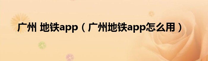 廣州 地鐵app（廣州地鐵app怎么用）