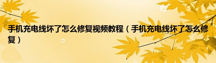手機(jī)充電線壞了怎么修復(fù)視頻教程（手機(jī)充電線壞了怎么修復(fù)）