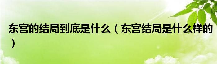 東宮的結(jié)局到底是什么（東宮結(jié)局是什么樣的）