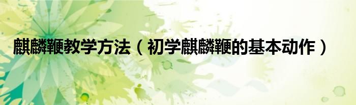 麒麟鞭教學(xué)方法（初學(xué)麒麟鞭的基本動作）