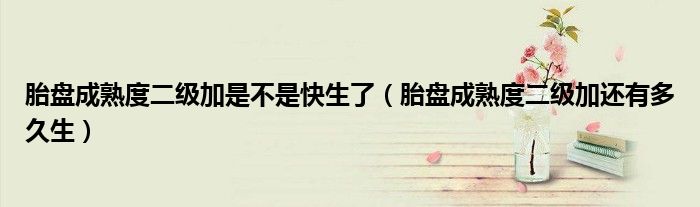 胎盤成熟度二級加是不是快生了（胎盤成熟度二級加還有多久生）