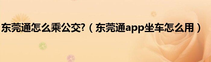 東莞通怎么乘公交?（東莞通app坐車(chē)怎么用）