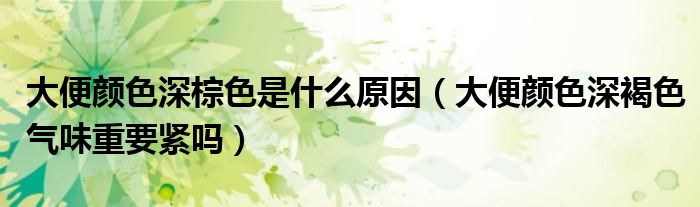 大便顏色深棕色是什么原因（大便顏色深褐色氣味重要緊嗎）