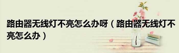 路由器無線燈不亮怎么辦呀（路由器無線燈不亮怎么辦）