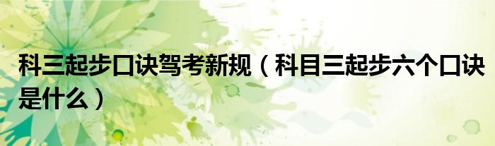 科三起步口訣駕考新規(guī)（科目三起步六個口訣是什么）