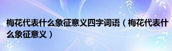 梅花代表什么象征意義四字詞語（梅花代表什么象征意義）