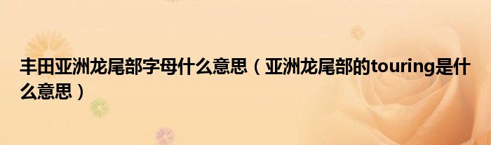 豐田亞洲龍尾部字母什么意思（亞洲龍尾部的touring是什么意思）