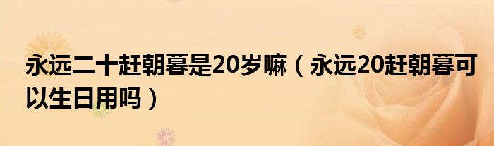 永遠(yuǎn)二十趕朝暮是20歲嘛（永遠(yuǎn)20趕朝暮可以生日用嗎）