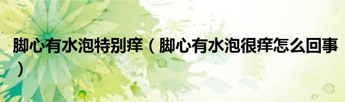 腳心有水泡特別癢（腳心有水泡很癢怎么回事）