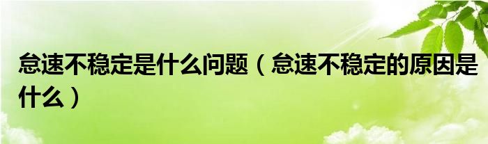 怠速不穩(wěn)定是什么問題（怠速不穩(wěn)定的原因是什么）