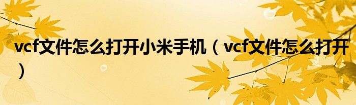 vcf文件怎么打開小米手機（vcf文件怎么打開）