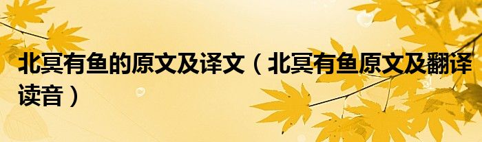 北冥有魚的原文及譯文（北冥有魚原文及翻譯讀音）