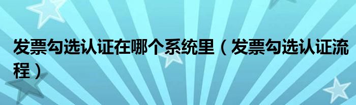發(fā)票勾選認(rèn)證在哪個(gè)系統(tǒng)里（發(fā)票勾選認(rèn)證流程）