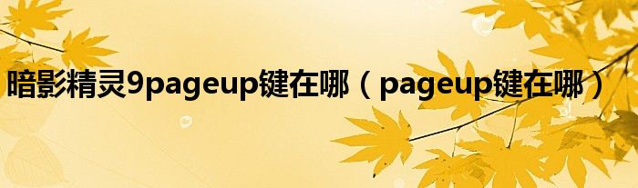 暗影精靈9pageup鍵在哪（pageup鍵在哪）