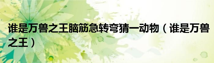 誰是萬獸之王腦筋急轉(zhuǎn)彎猜一動物（誰是萬獸之王）