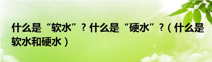 什么是“軟水”? 什么是“硬水”?（什么是軟水和硬水）