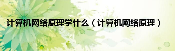 計算機(jī)網(wǎng)絡(luò)原理學(xué)什么（計算機(jī)網(wǎng)絡(luò)原理）