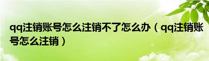 qq注銷賬號怎么注銷不了怎么辦（qq注銷賬號怎么注銷）