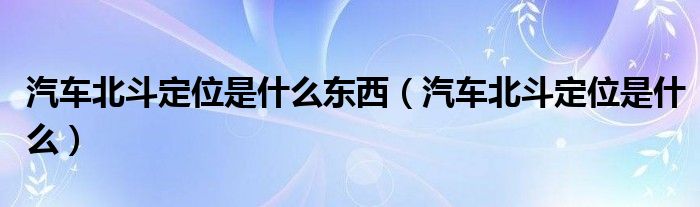 汽車北斗定位是什么東西（汽車北斗定位是什么）