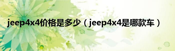 jeep4x4價格是多少（jeep4x4是哪款車）