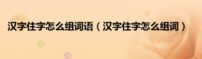 漢字住字怎么組詞語(yǔ)（漢字住字怎么組詞）