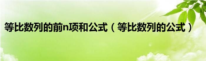 等比數(shù)列的前n項和公式（等比數(shù)列的公式）