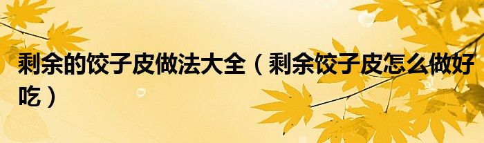 剩余的餃子皮做法大全（剩余餃子皮怎么做好吃）