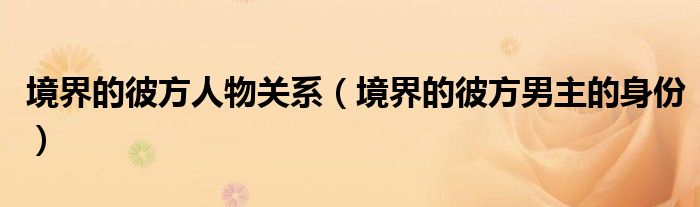 境界的彼方人物關(guān)系（境界的彼方男主的身份）