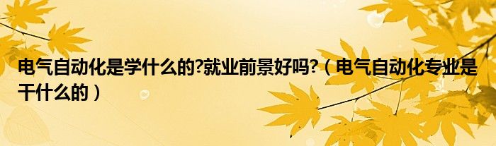 電氣自動化是學什么的?就業(yè)前景好嗎?（電氣自動化專業(yè)是干什么的）