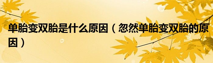 單胎變雙胎是什么原因（忽然單胎變雙胎的原因）