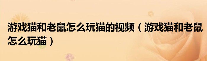 游戲貓和老鼠怎么玩貓的視頻（游戲貓和老鼠怎么玩貓）